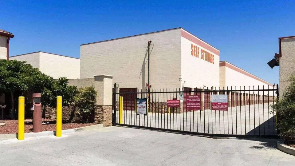 Gated entrance to outdoor storage area